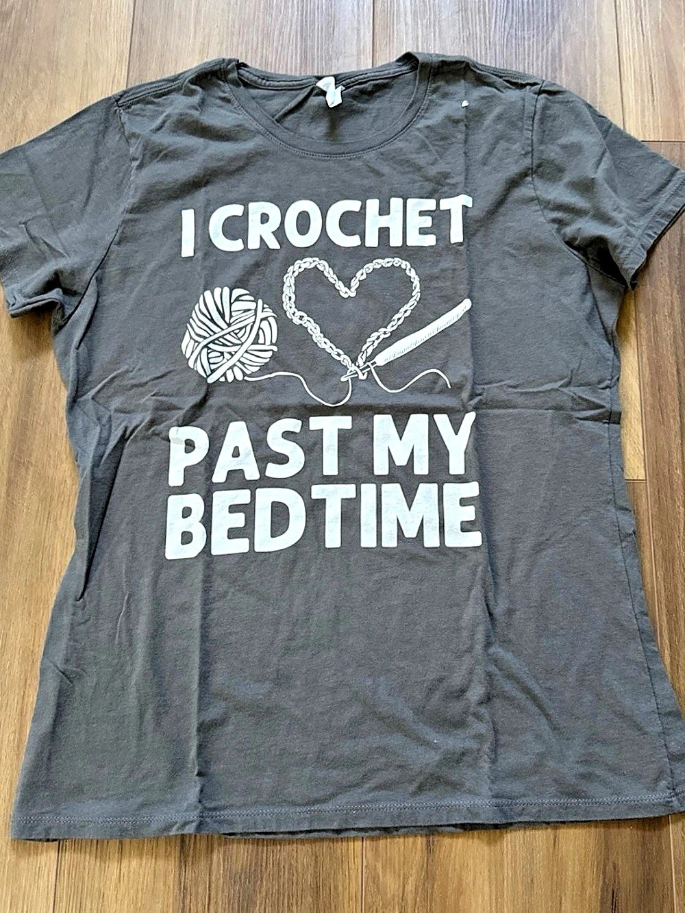 Port & Company I Crochet Past My Bedtime Graphic Tee Gray Large